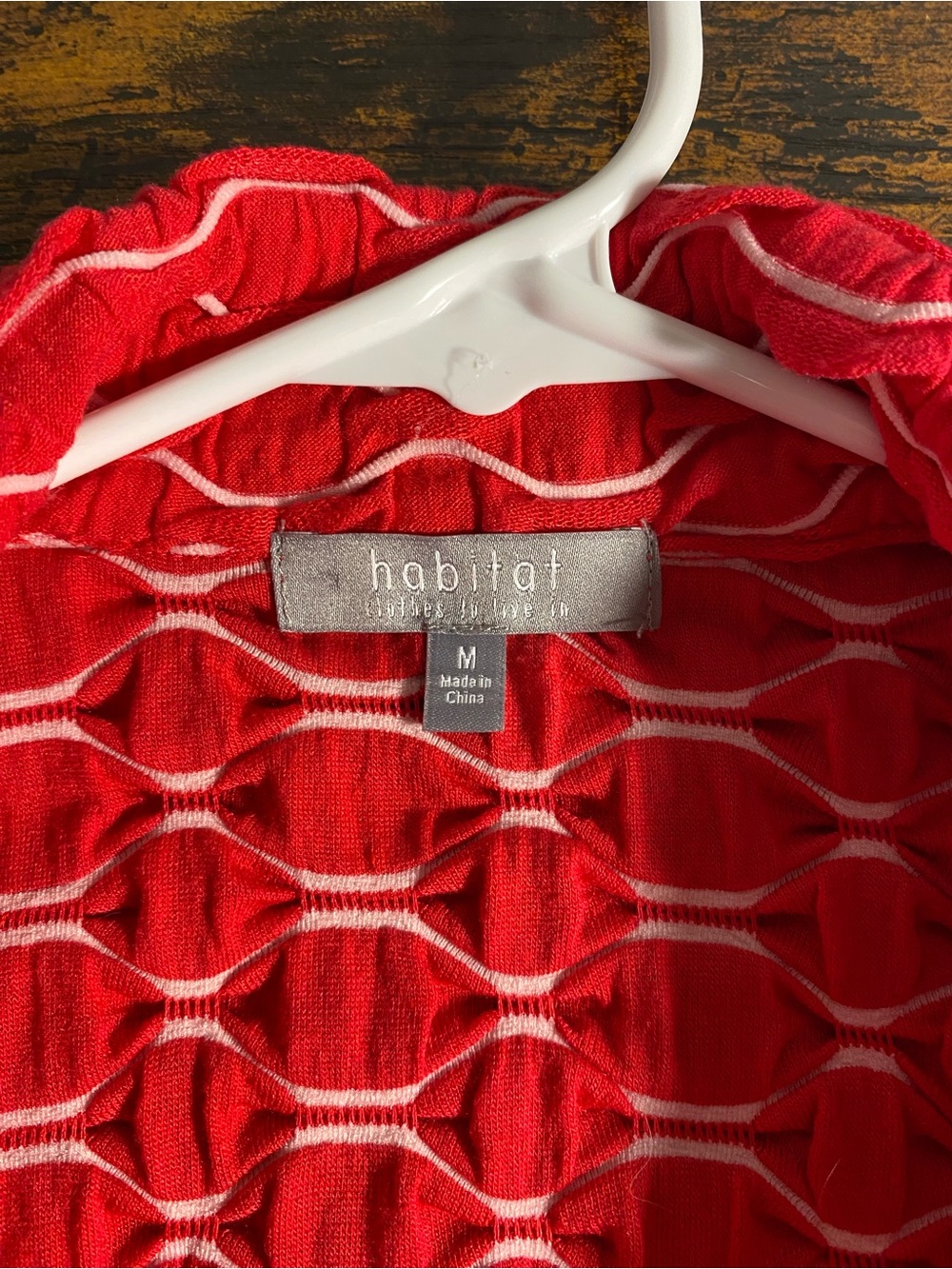 Habitat Red Textured Button-Front Blouse - Picture 6 of 8